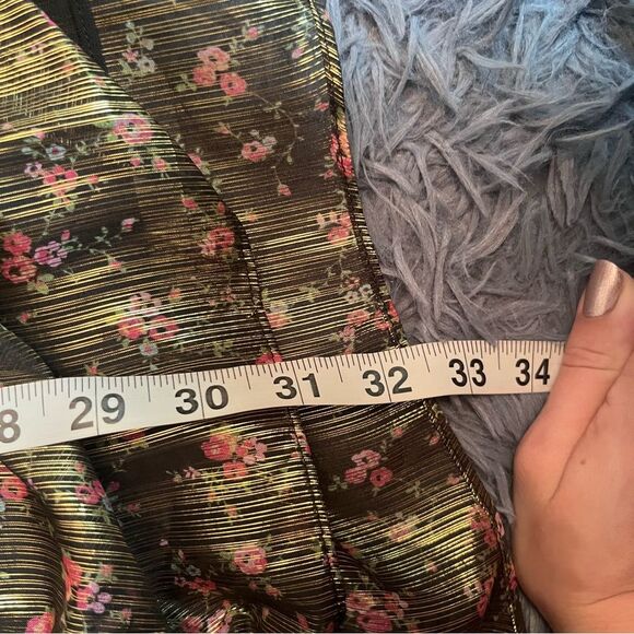 LoveShackFancy Ruthie Dress Gold Metallic Midnight Vine Floral Mini Size 6 - Picture 5 of 6